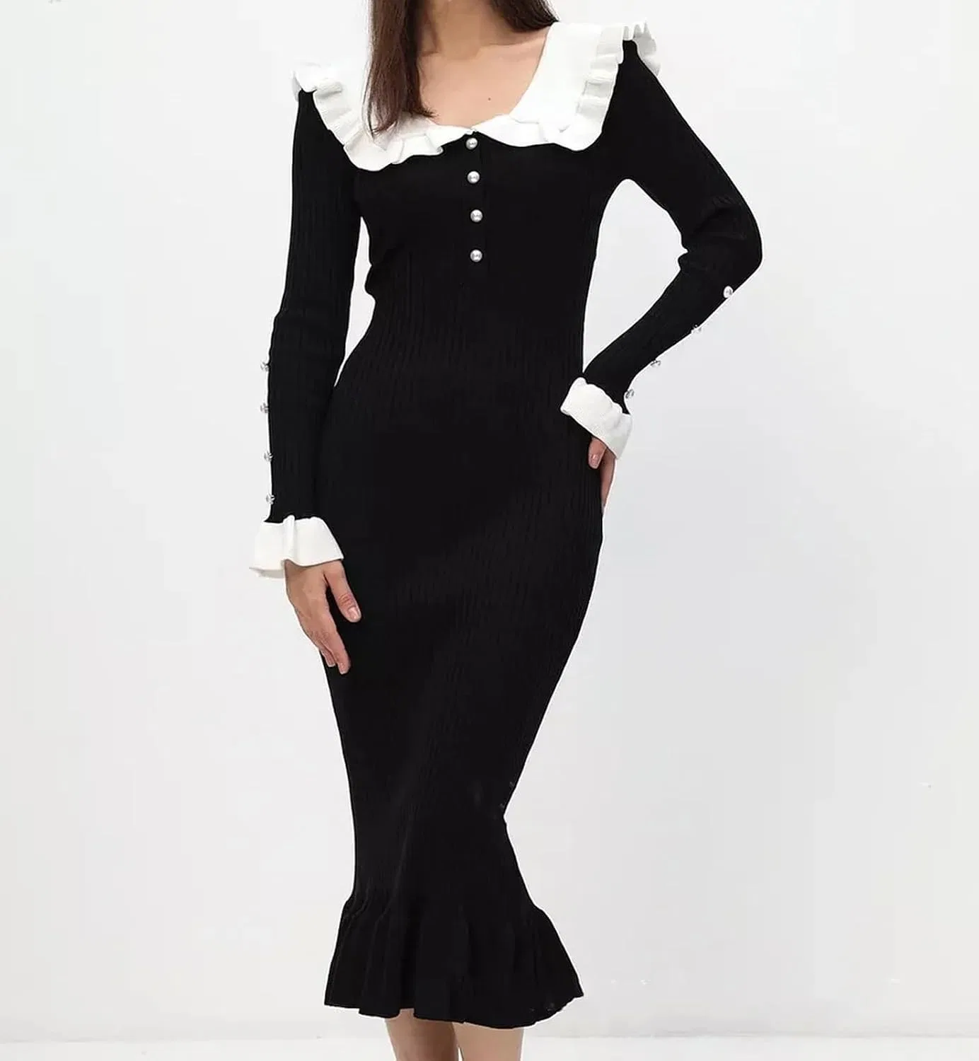 Женское облегающее платье миди с воротником-стойкой Bodycon Knit Dress, 67 — фото 2