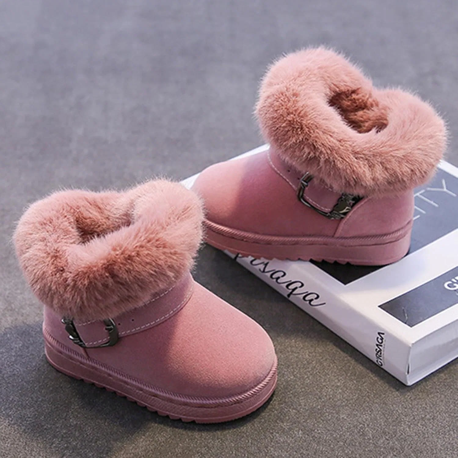 Детские зимние сапоги для девочек на меху ZDZZHYO, Pink — фото 4