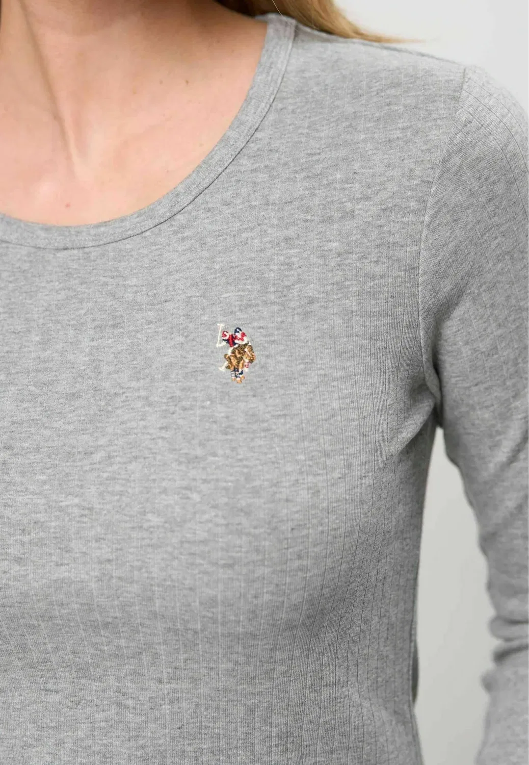 Футболка с длинным рукавом Uwcarlotta - топ с длинным рукавом U.S. Polo Assn., Grey Melange — фото 4