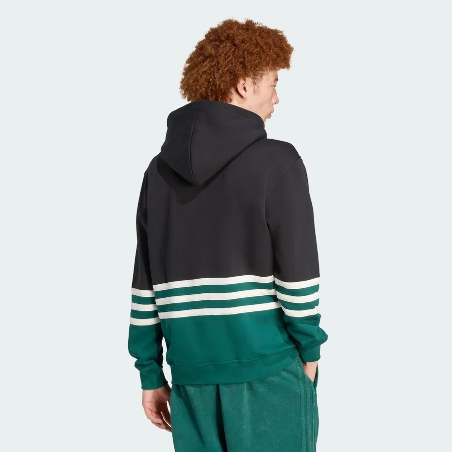 Худи с капюшоном, свободного кроя, ARCHIVE CUTLINE, adidas, Черно-зеленый — фото 2