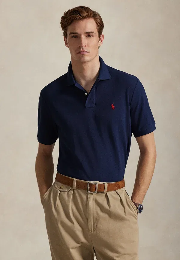 Футболка поло хлопковая The iconic mesh polo shirt Polo Ralph Lauren, Marine, морской