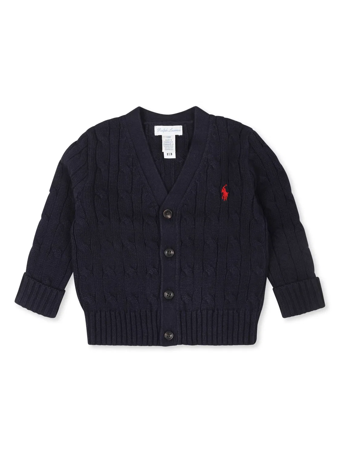 Кардиган из хлопка с кабельной вязкой Polo Ralph Lauren, синий