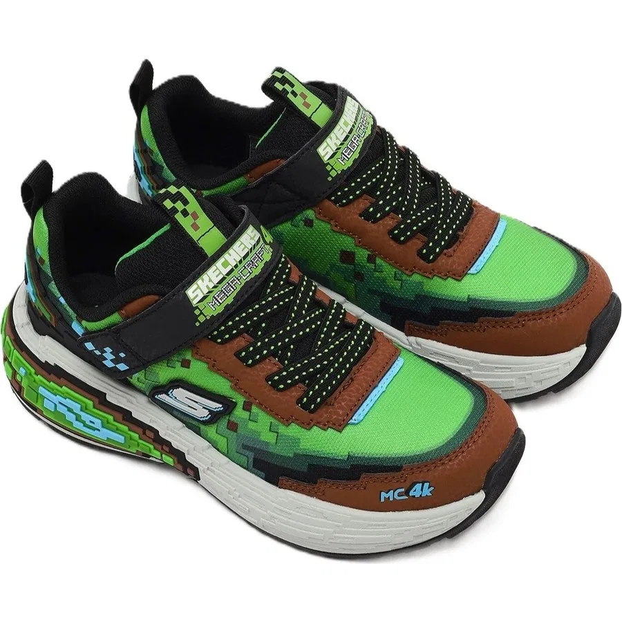 Кроссовки детские с липучками Mega-Craft 4 K Skechers, Зеленый — фото 4