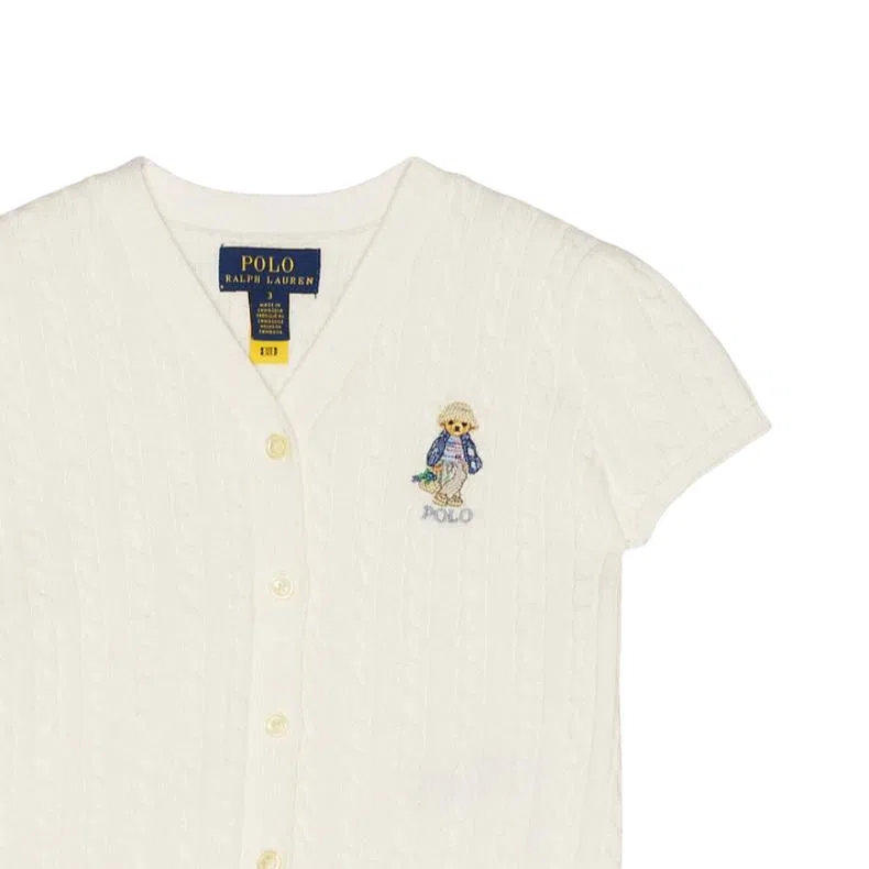 Детский свитер с V-образным вырезом, белый, Polo Ralph Lauren — фото 4