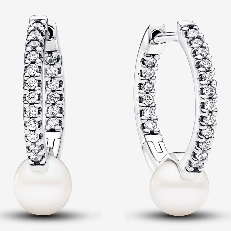 

Серьги Pandora Treated Freshwater Cultured Pearl & Pavé, серебро