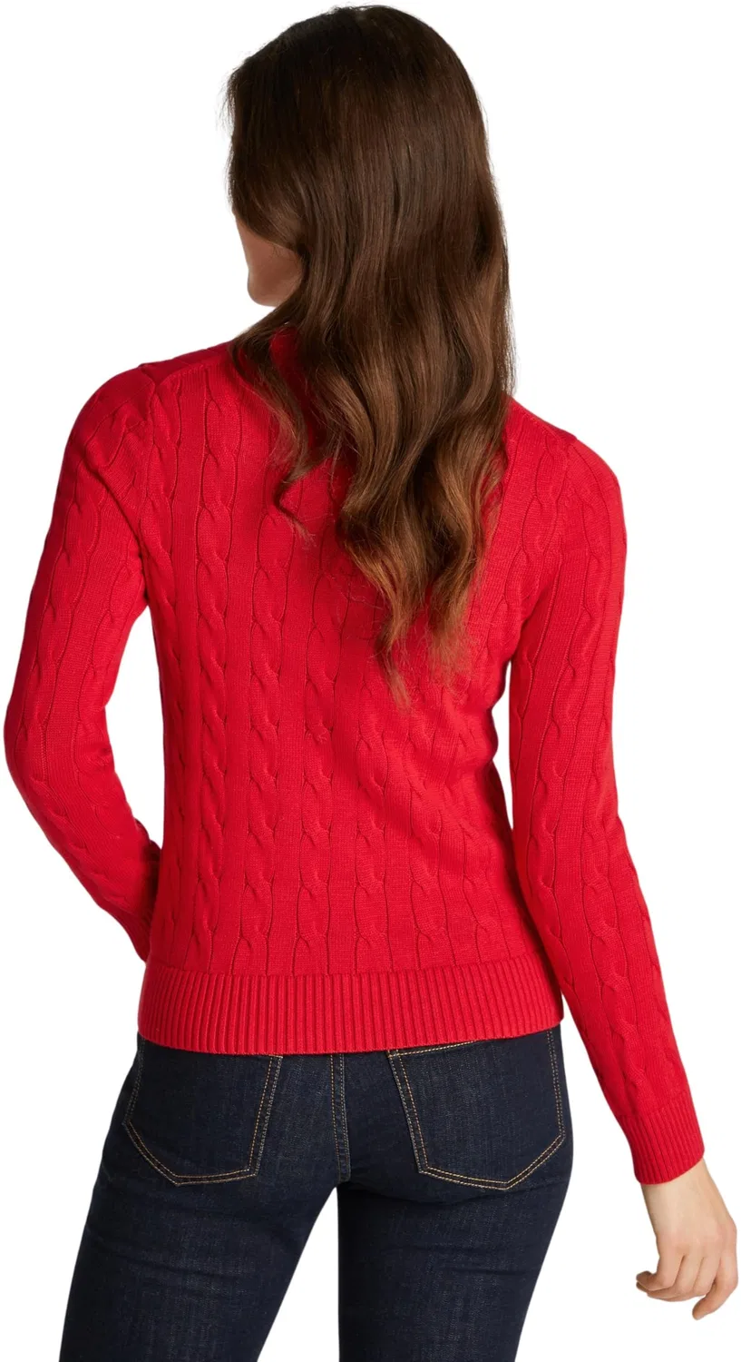 Женский пуловер с кабельным узором Co Cable Tommy Hilfiger, Red (Primary Red) — фото 2