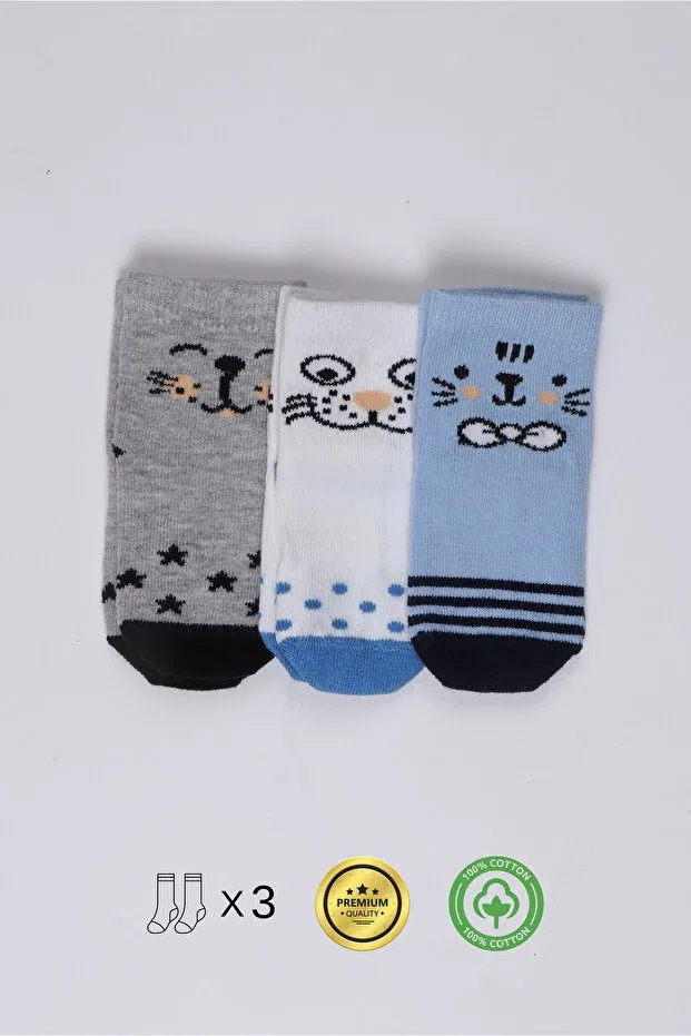 Детские носки для малышей хлопковые с принтом 3-pack Dbg Diamente, Multicolor — фото 4