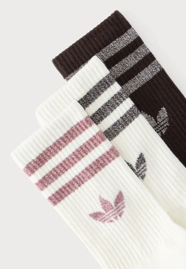 Набор из 3 пар носков унисекс с блестками - носки Adidas Originals, темно-коричневый/кремовый — фото 2