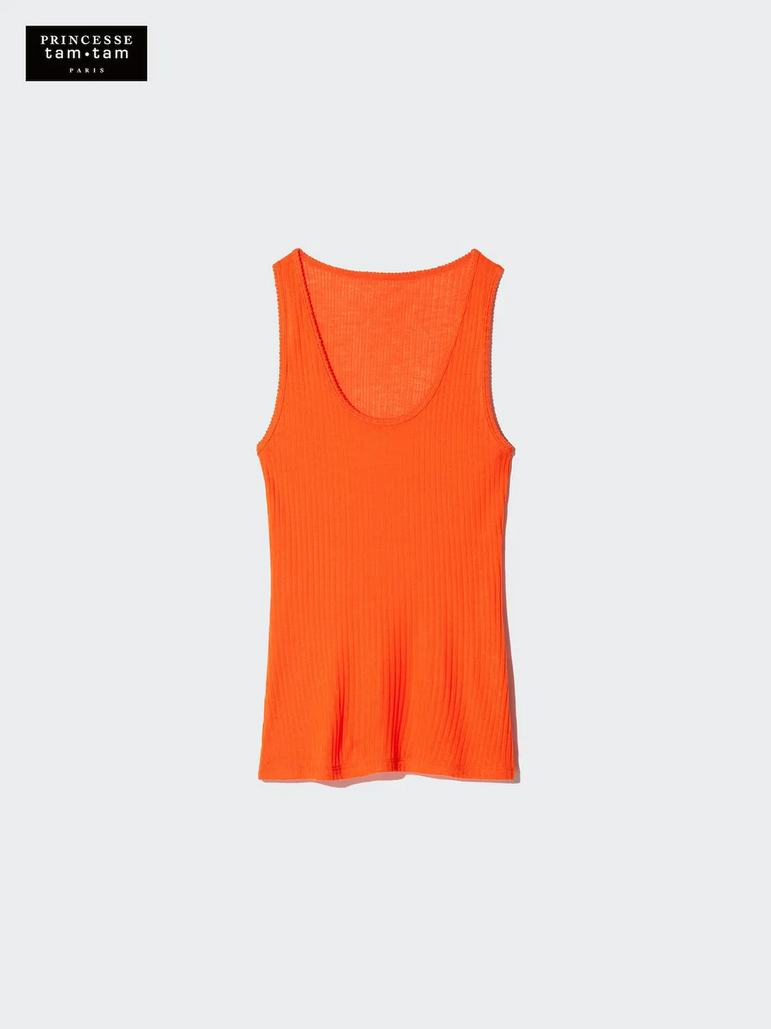 Майка Uniqlo Heattech, женская, кашемировая смесь с ажурным узором, оранжевый