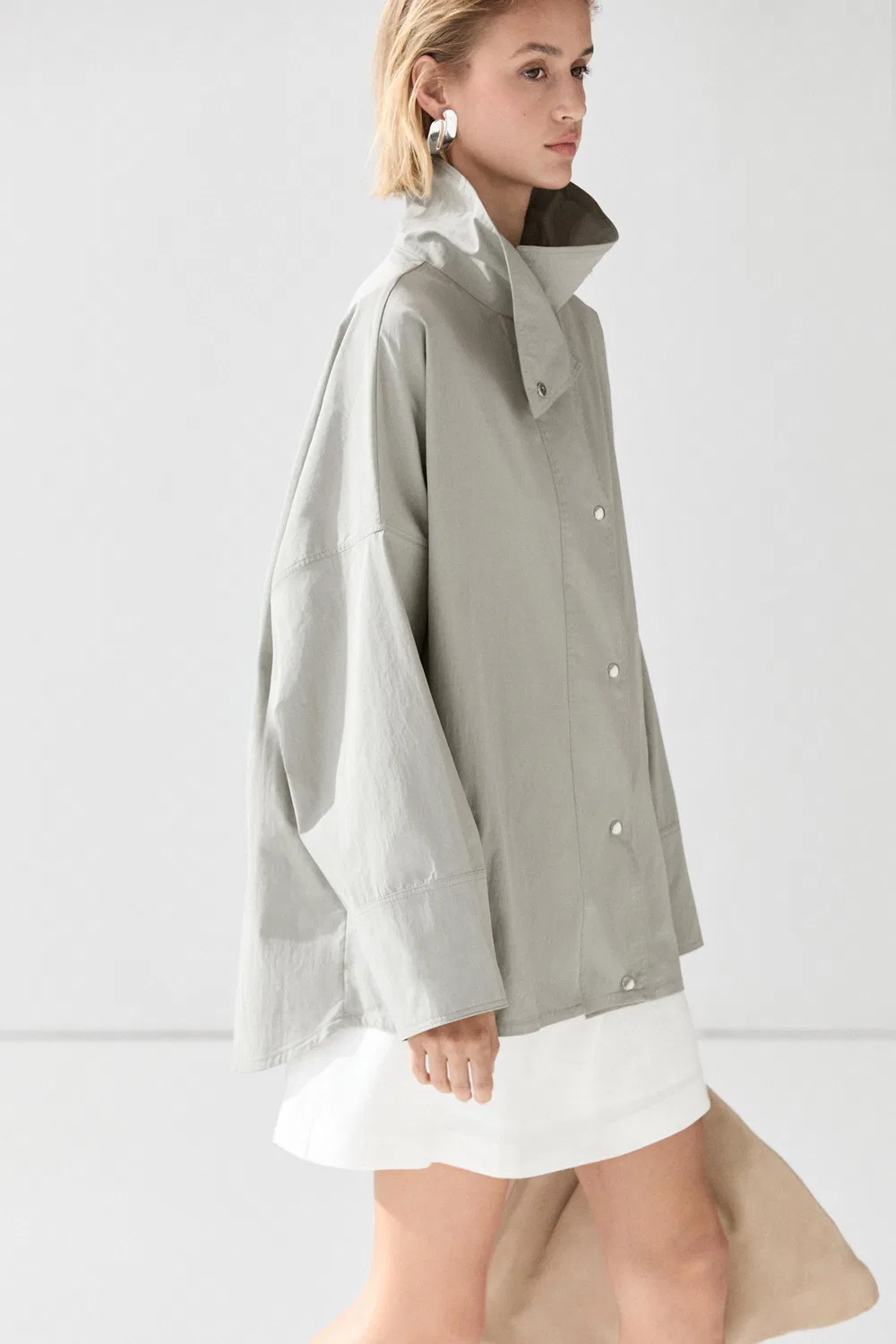 Куртка Massimo Dutti, с высоким воротником, голубовато-серый — фото 2