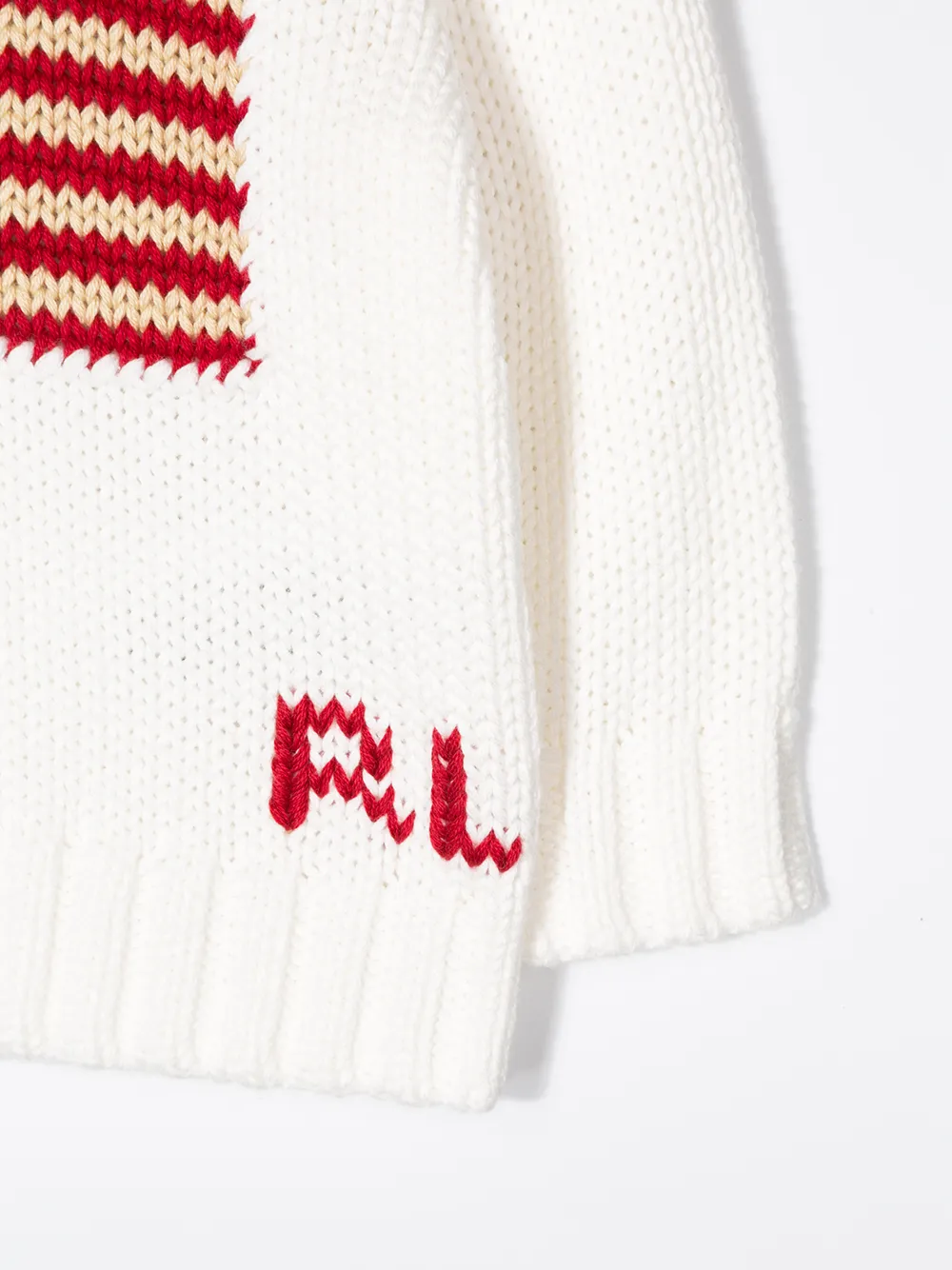 Вязаный джемпер с принтом POLO RALPH LAUREN KIDS, белый — фото 3