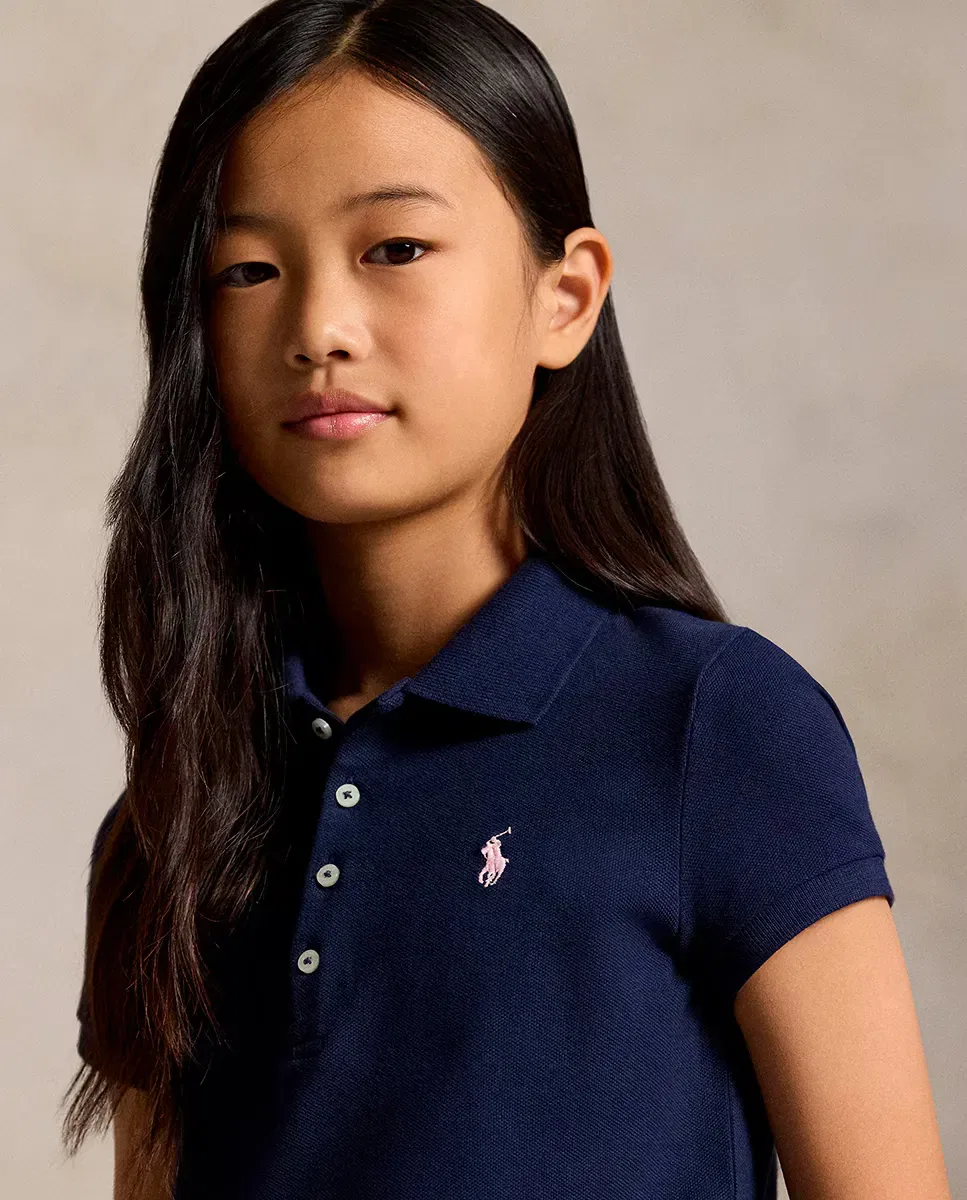 Детское поло для девочек хлопковое Polo Ralph Lauren, Azul Marino — фото 2