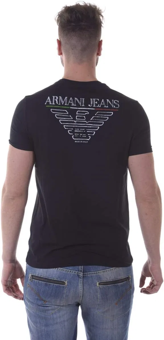 Мужская slim fit футболка с логотипом Emporio Armani, Black — фото 2