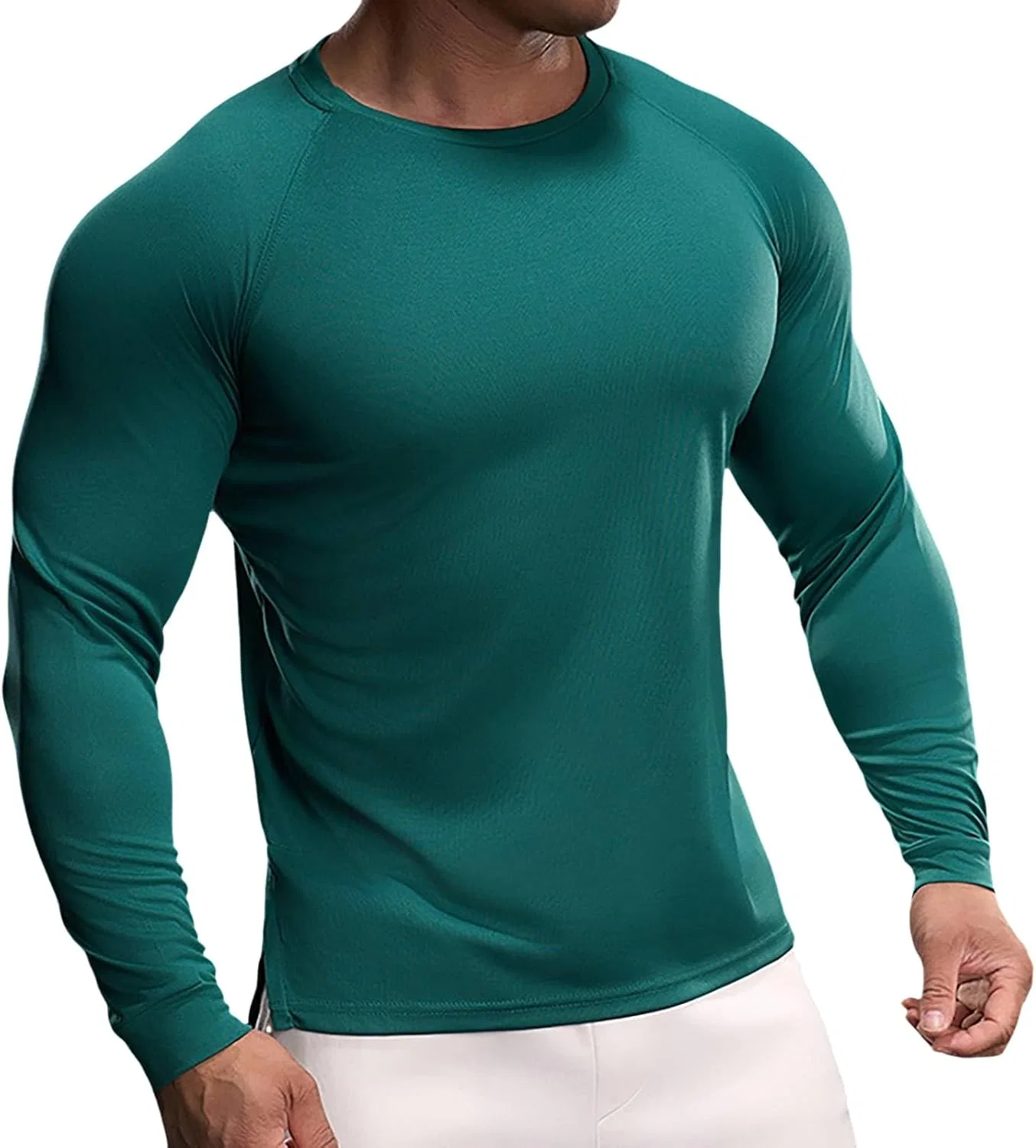 Мужская компрессионная футболка с длинным рукавом для фитнеса, Blackish Green