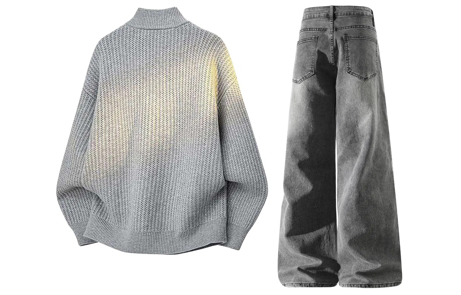 Детский комплект спортивной одежды с воротником-стойкой GWAF, Light Gray Top/Black Pants — фото 4