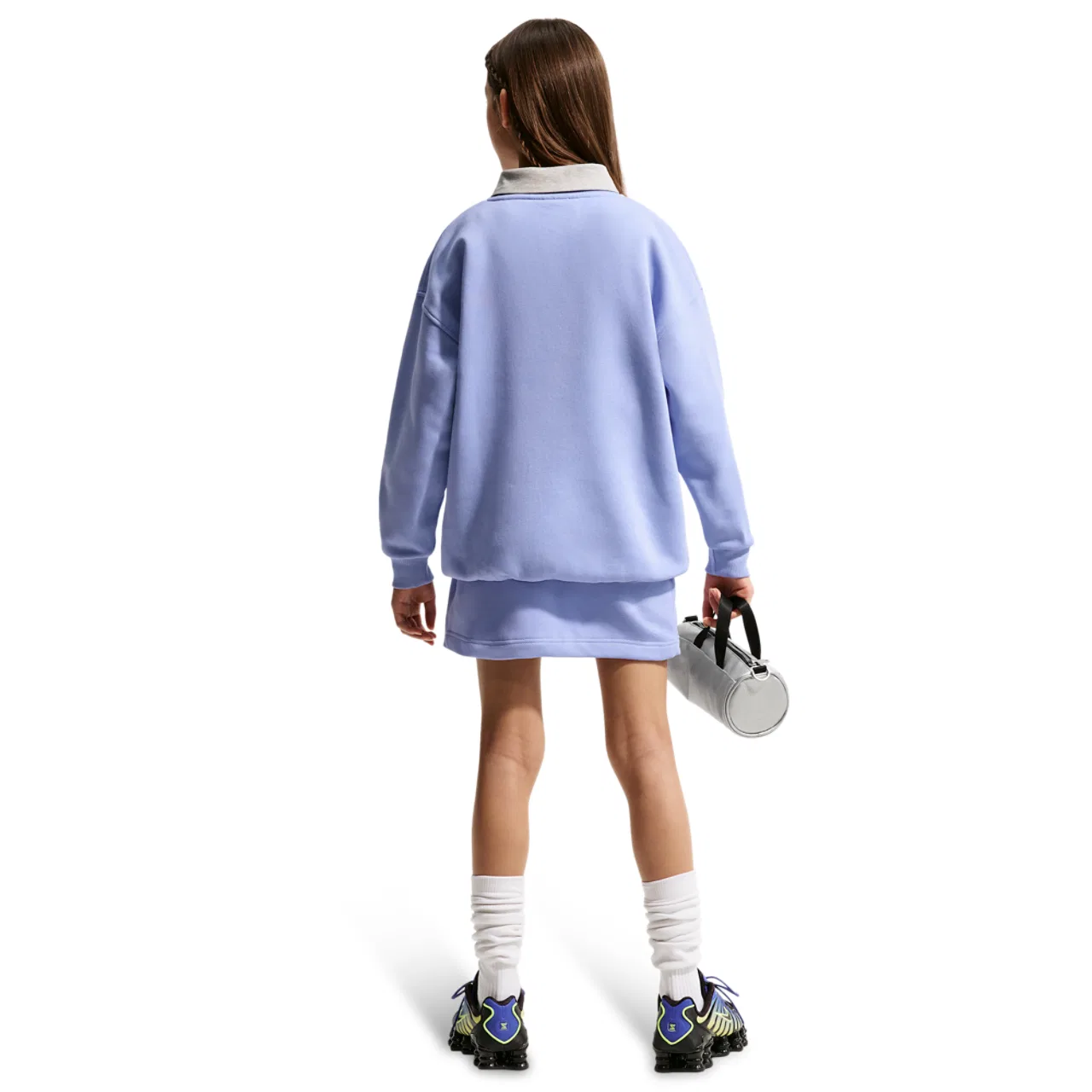 Толстовка для девочек Club Fleece Oversized Nike, цвет Light Thistle/White/Light Thistle — фото 4