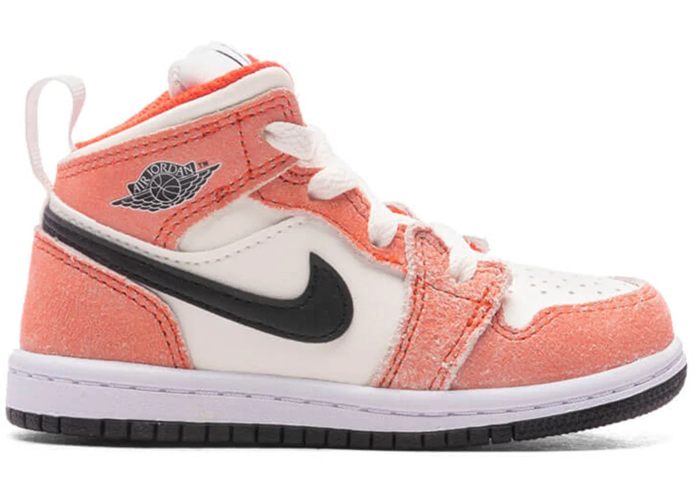 Детские кроссовки с замшевым верхом Jordan 1 Mid SE Jordan, Team Orange/Black/Sail/White/Iron Grey