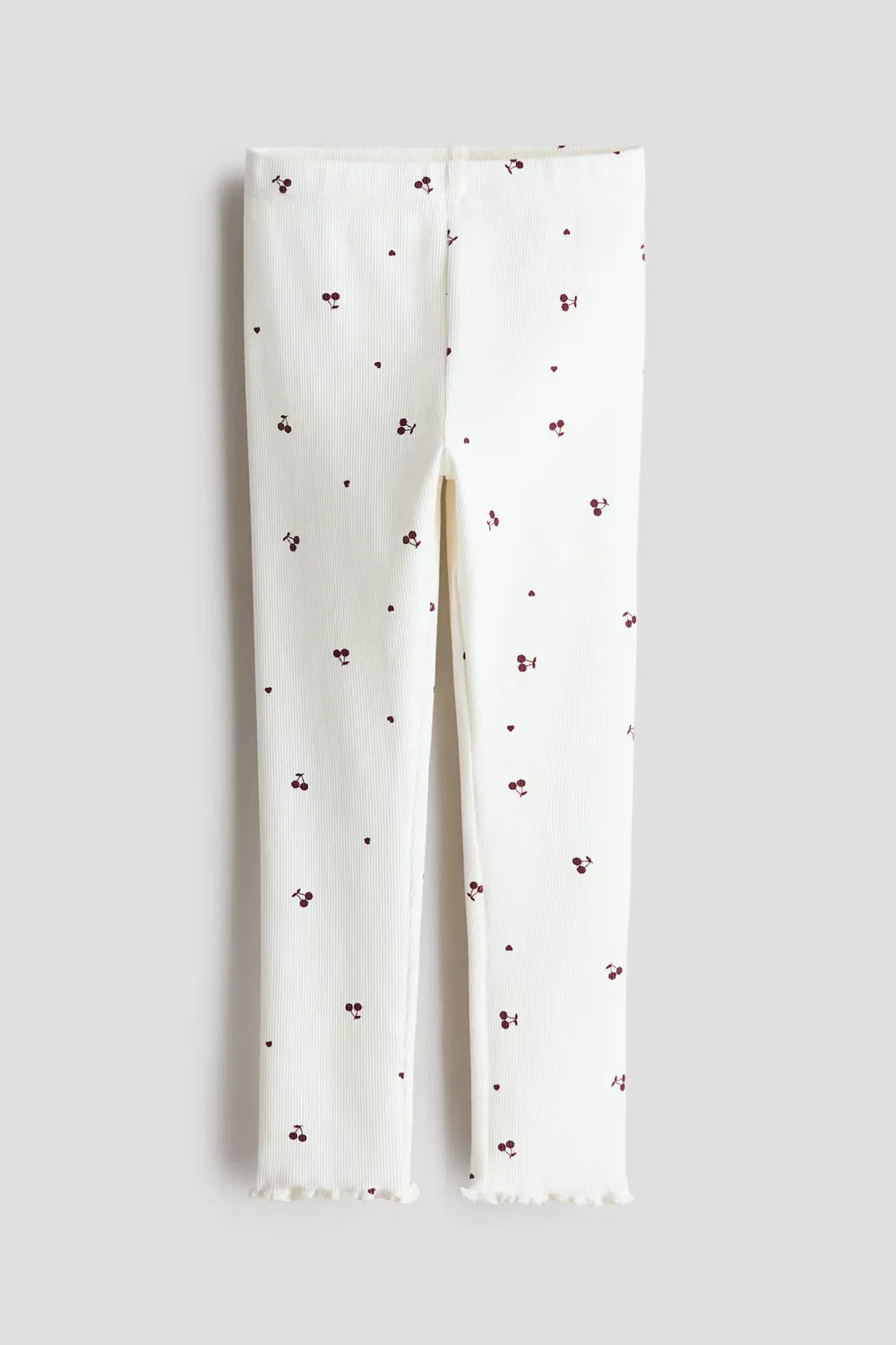 Леггинсы из ребристого хлопка H&M, Weiß/Kirschen