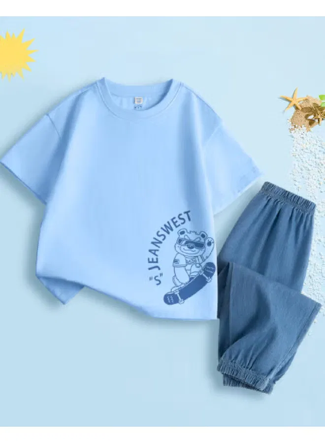Jeanswest Комплект футболка с коротким рукавом и длинные штаны для мальчиков, синий