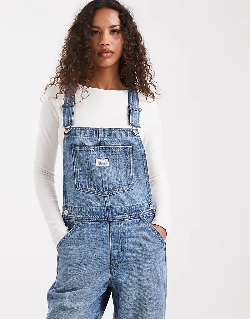 Джинсовый комбинезон Levi's свободного кроя светло-голубой — фото 4