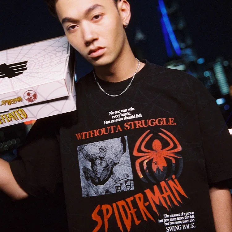 Детская футболка с принтом Spider Man Collaboration Collection, Black, UNDEFEATED — фото 4