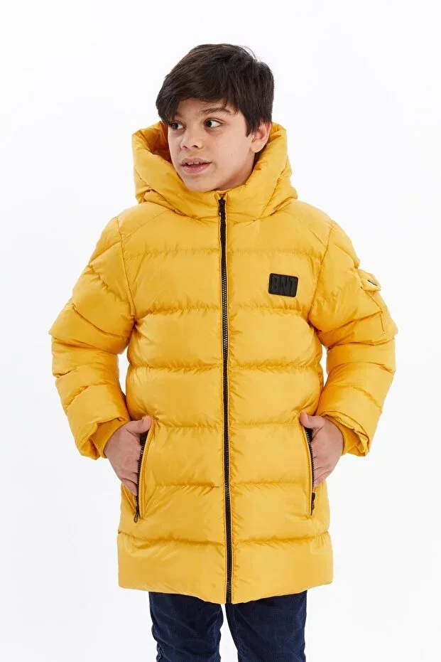 Детский пуховик для девочек с капюшоном Benitto Kids, Yellow — фото 2