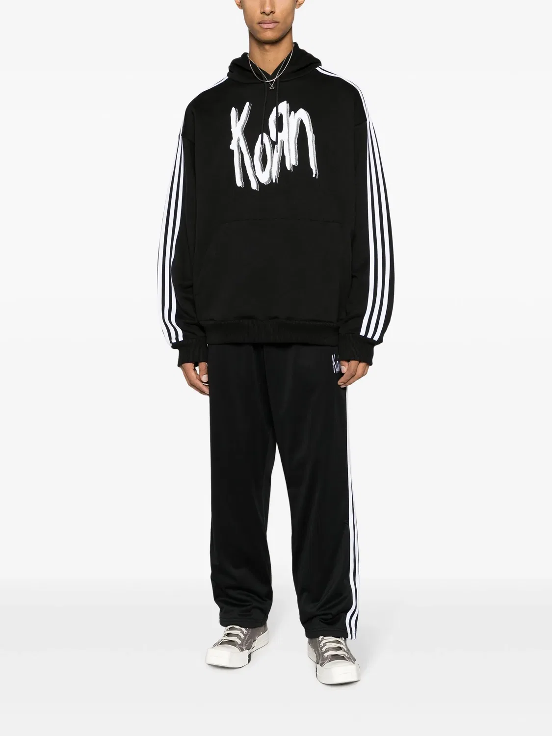 Худи с вышивкой из коллаборации с Korn Adidas, черный — фото 2