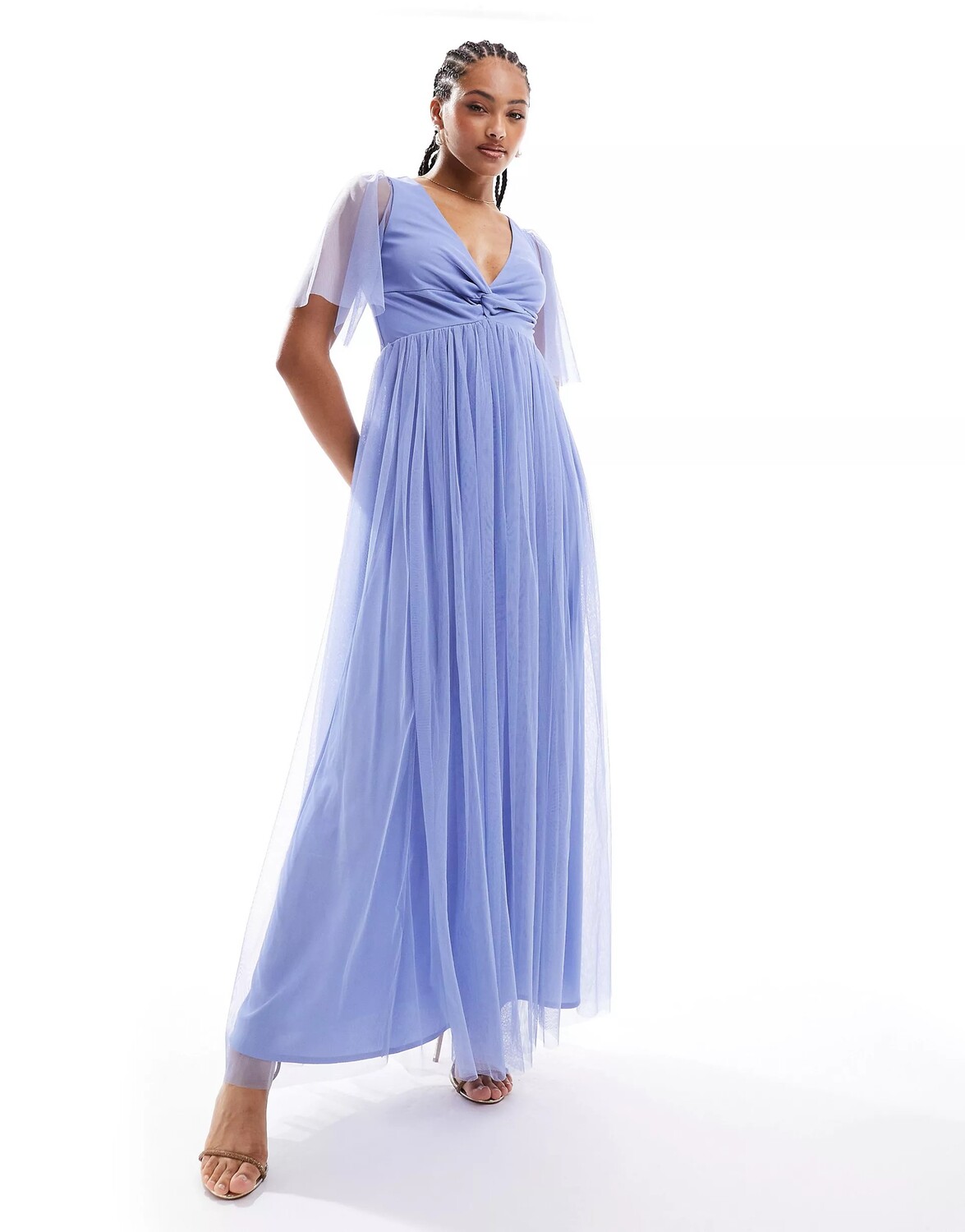 

Платье макси Anaya Twist Tulle, голубой