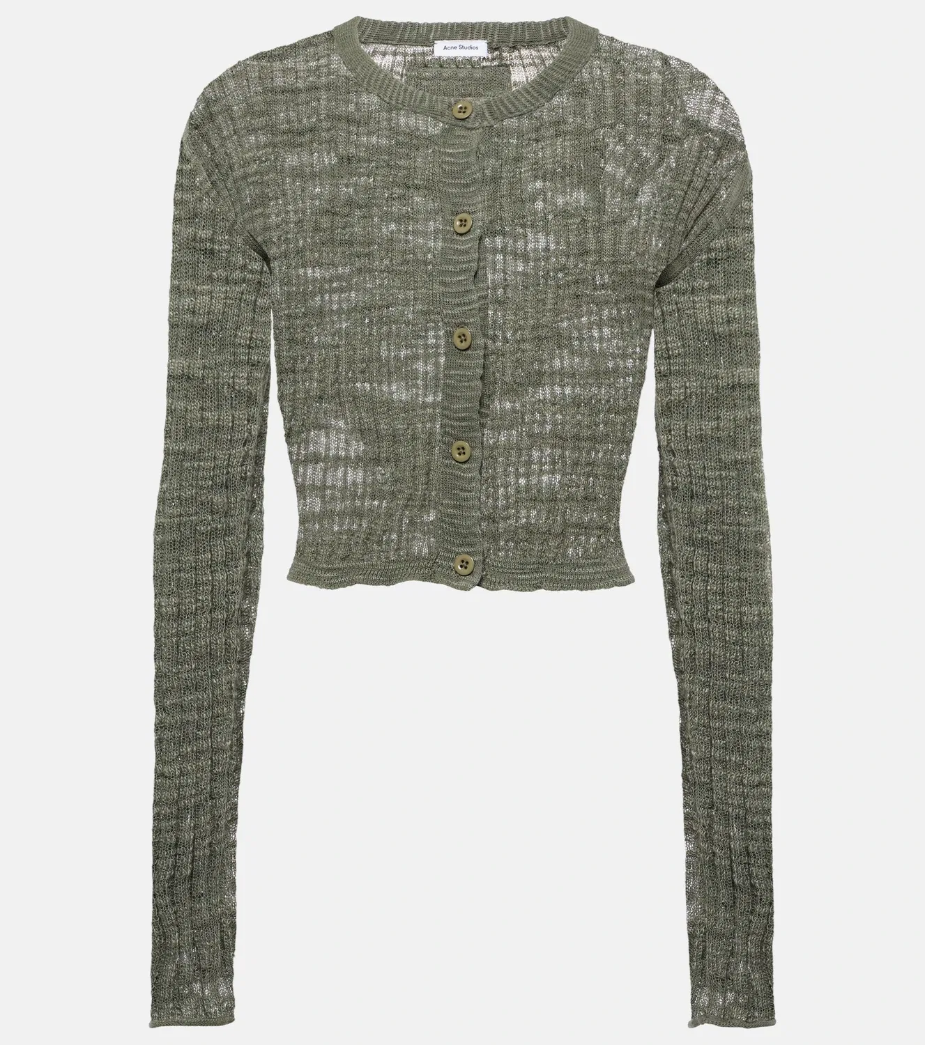 Кардиган из смесового льна Acne Studios, зеленый