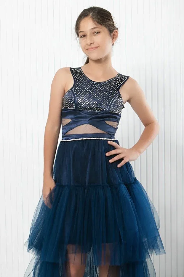 Детское вечернее платье для девочек с вышивкой Prom / Bridesmaid Denimini, Navy Blue — фото 2