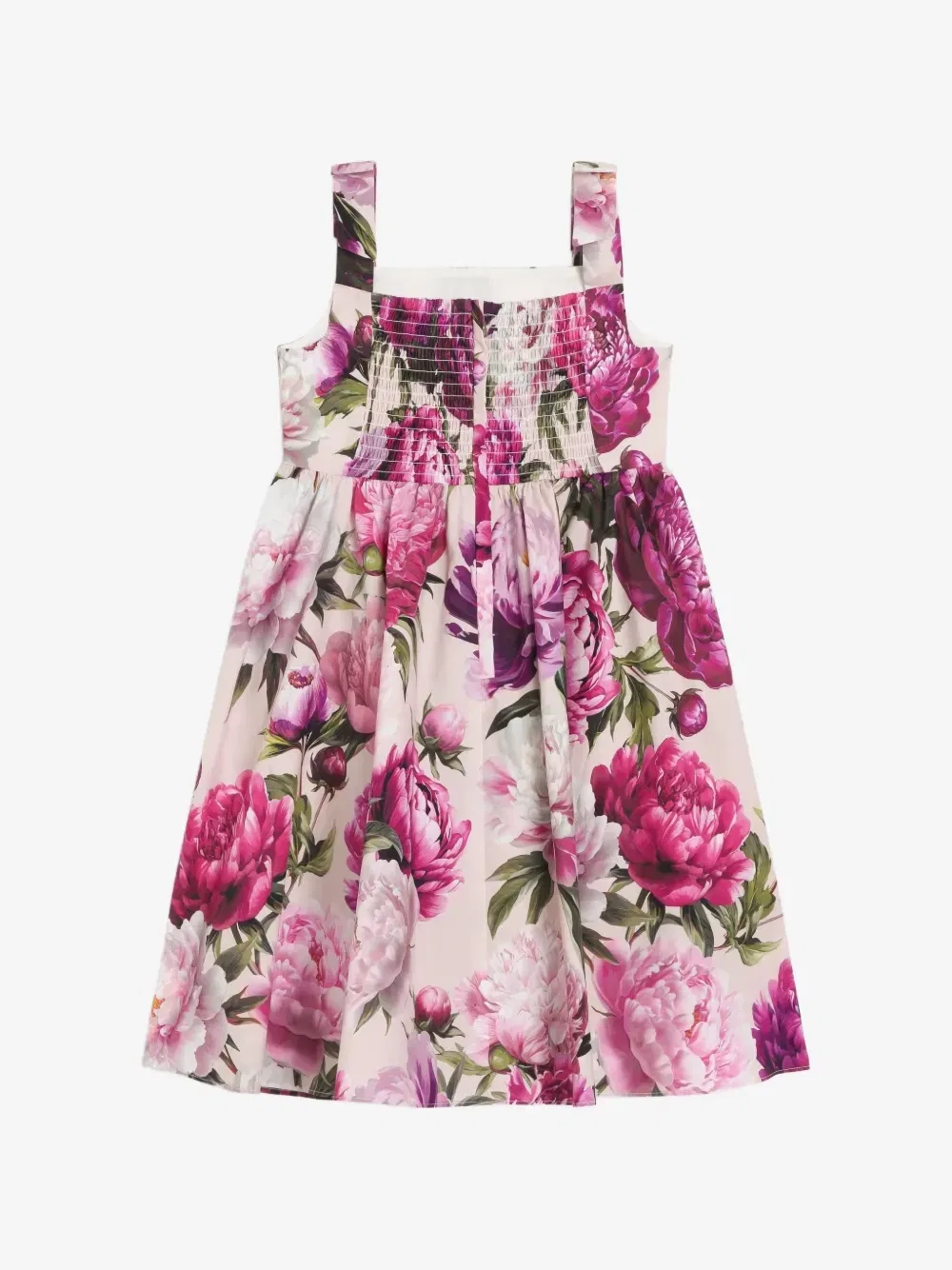 Поплиновое платье с пионами Dolce & Gabbana Kids, бежевый — фото 2