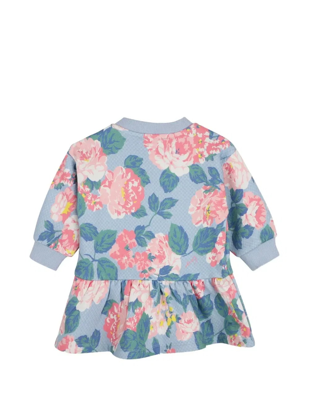 Платье с оборками и цветочным принтом Kenzo Kids, синий — фото 2