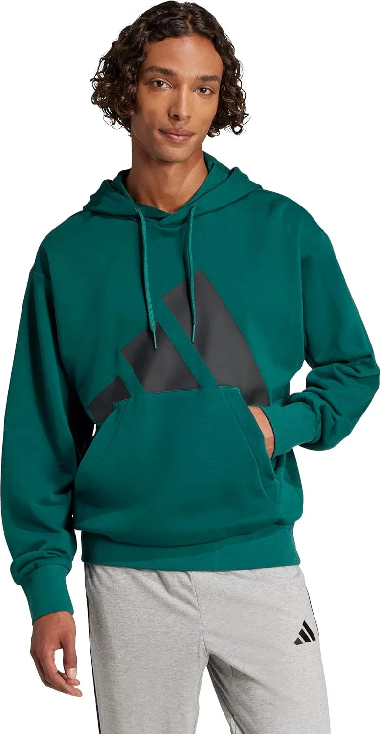 Толстовка Adidas Essentials Big Logo French Terry с капюшоном, зеленый/черный — фото 3