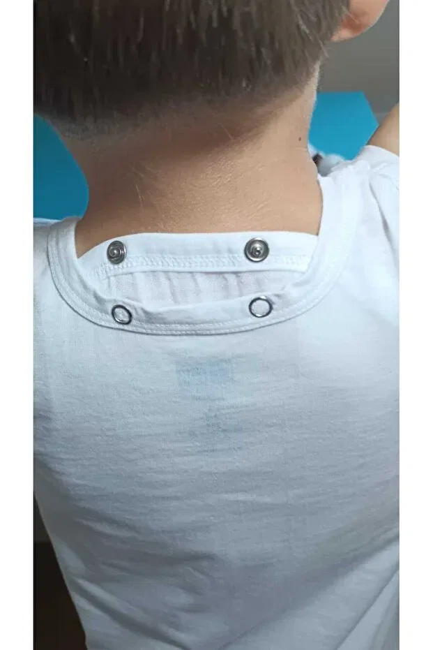 Детская майка для мальчиков хлопковая Hals kids sweat absorbent back diaper undershirt 2-pack Sonbahar Giyim, White — фото 3