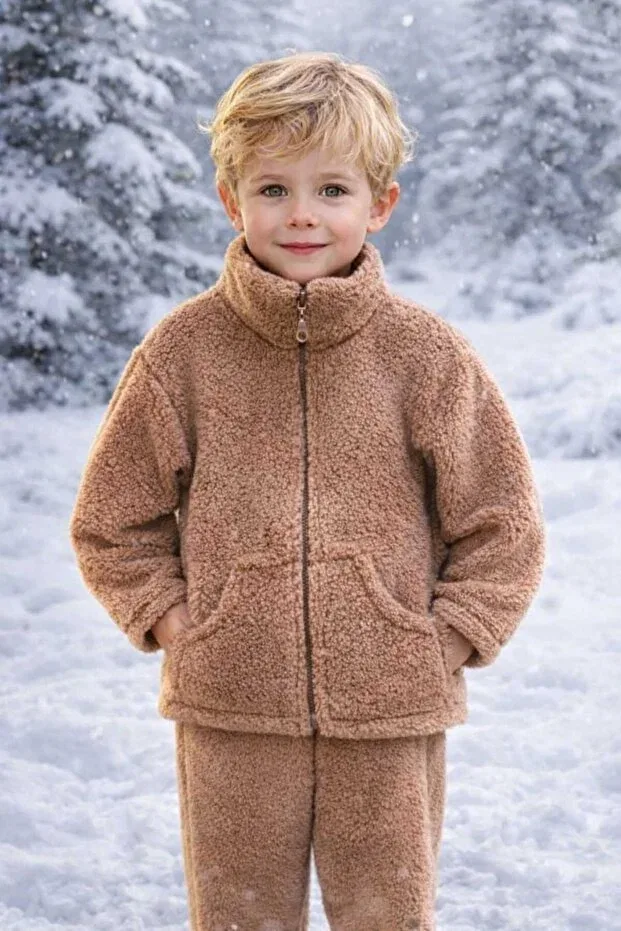 Детский кардиган с высоким воротником Bebeğime Çorap, Brown