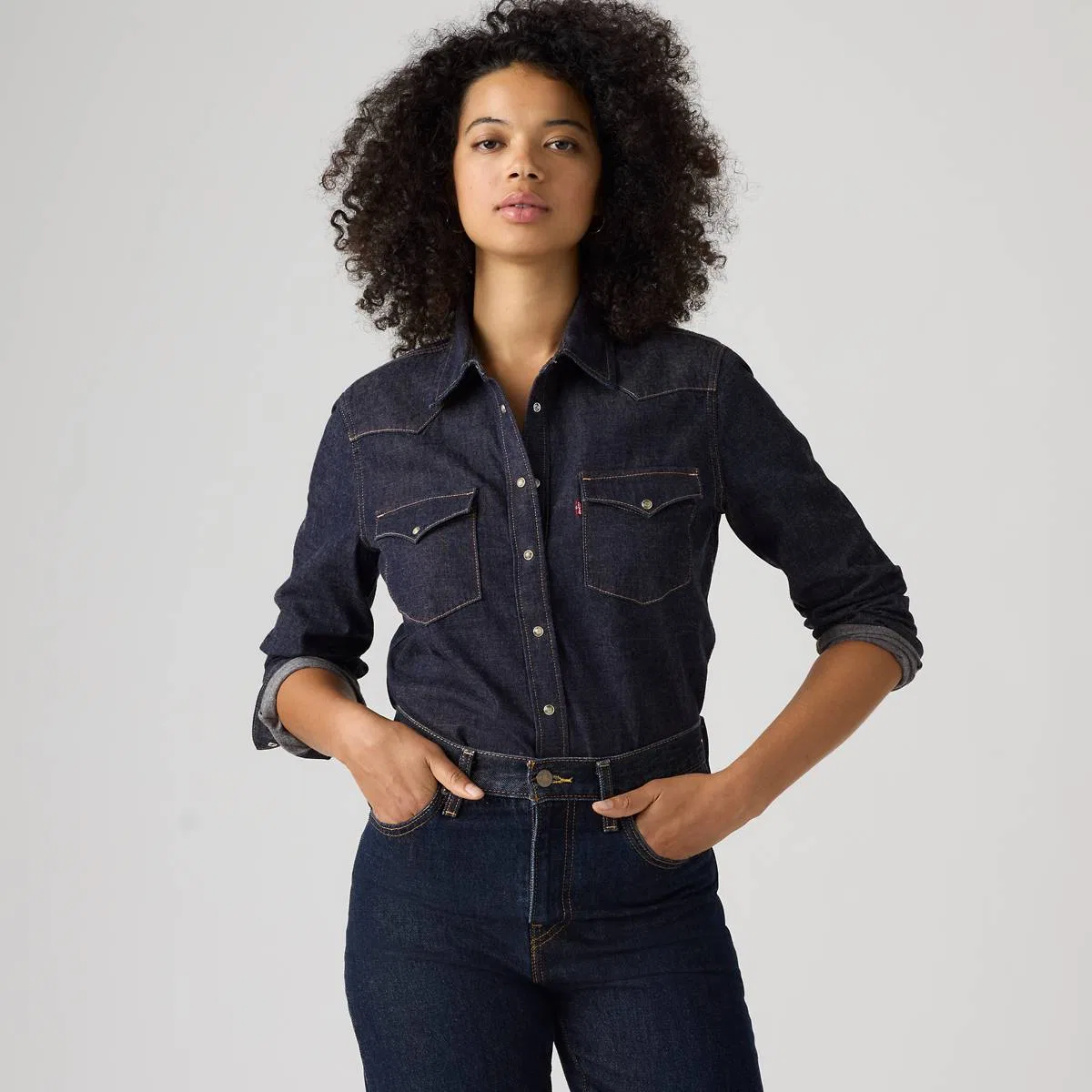 Классическая джинсовая рубашка в западном стиле на пуговицах Levi's, First Impression Western - Blue