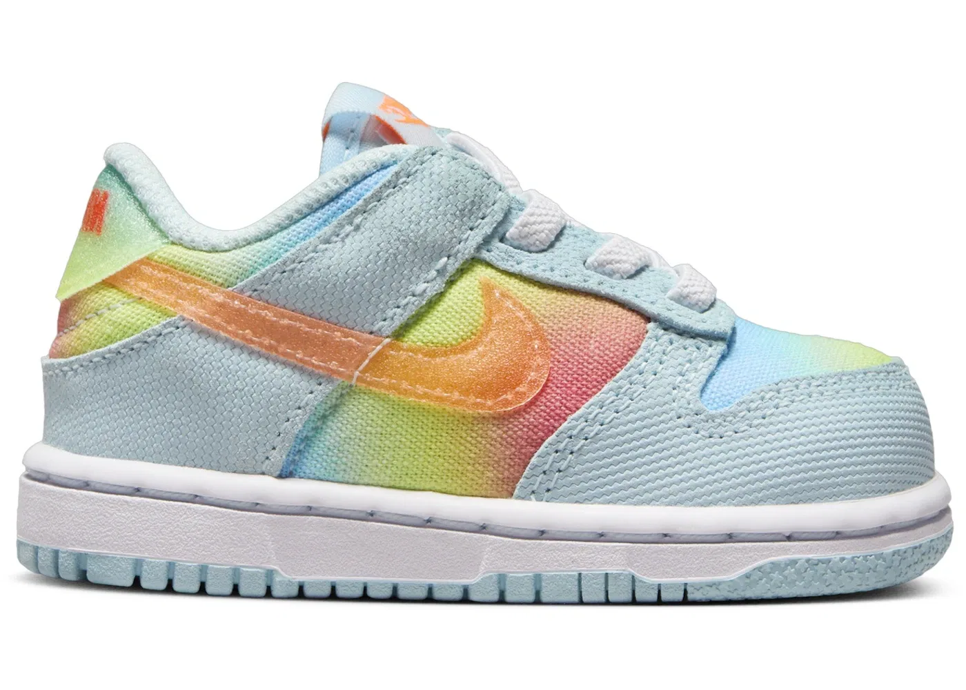 Детские кроссовки Lifestyle с принтом Nike Dunk Low Nike, Glacier Blue Light Lemon Twist Aquarius Blue Total Orange