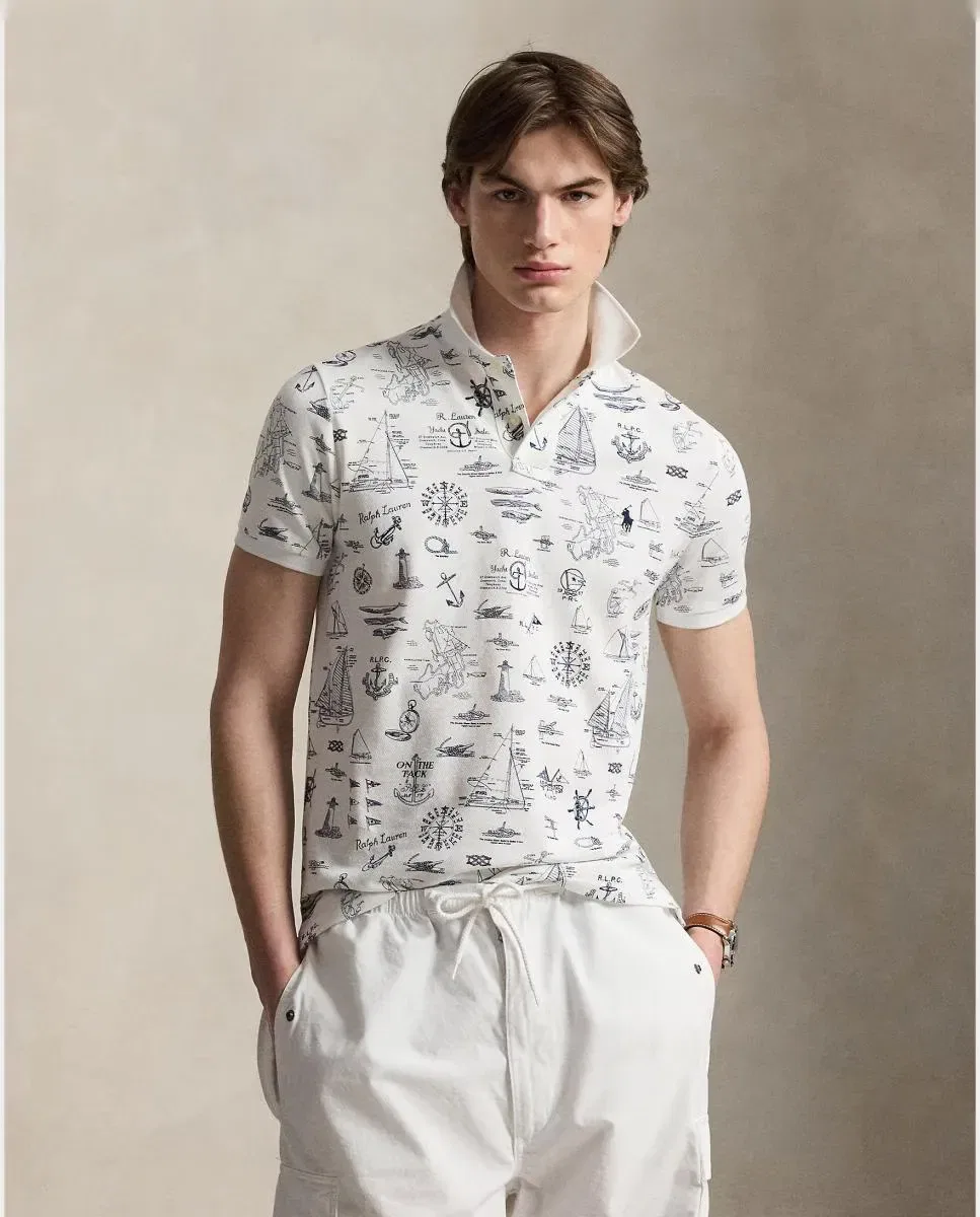 Мужское поло Regular Fit с принтом Polo Ralph Lauren, Blanco