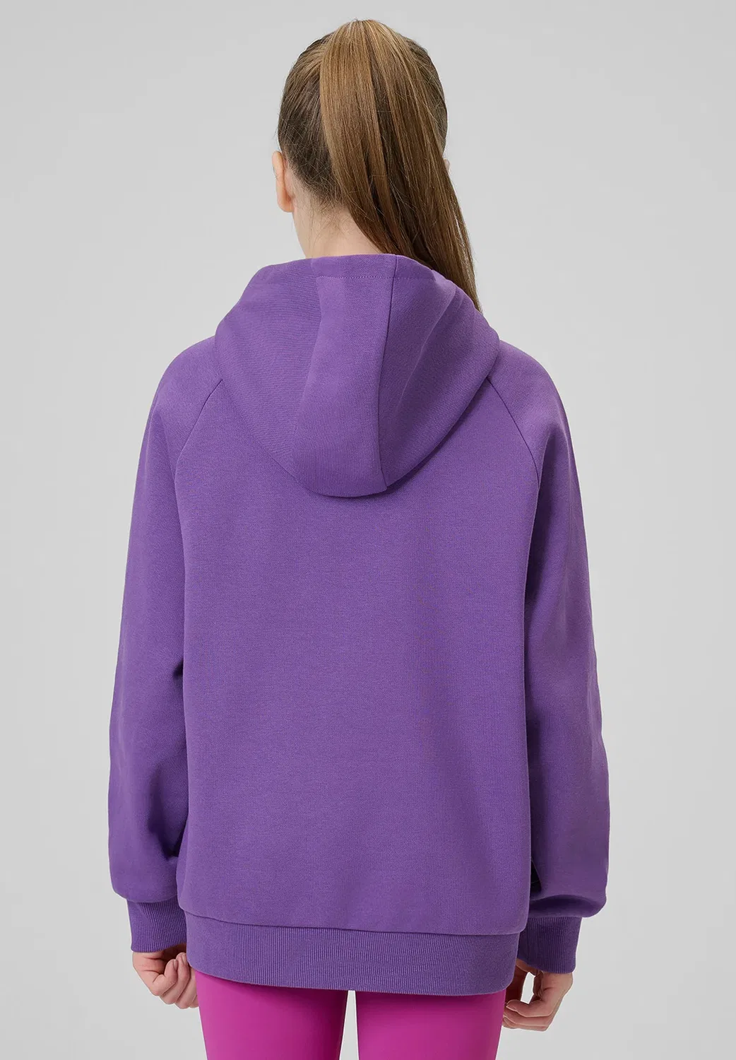 Bluza dresowa свободная z kapturem dziewczęca - różowa - толстовка 4F, Dark Violet — фото 3
