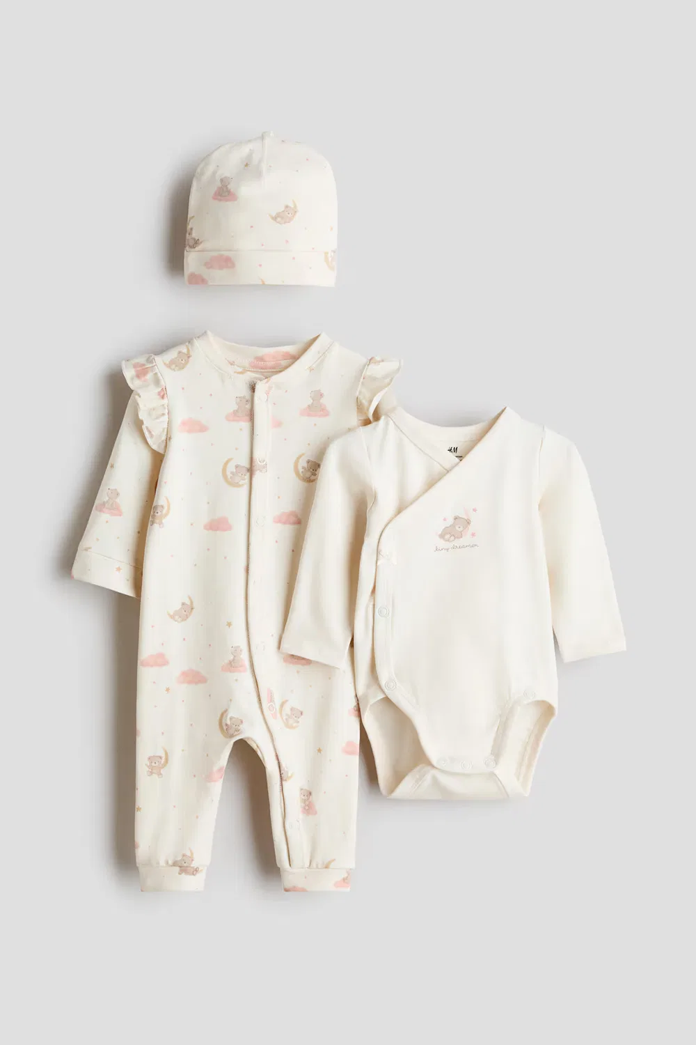 Хлопковый комплект из 3 предметов H&M, Cremefarben/Teddybären