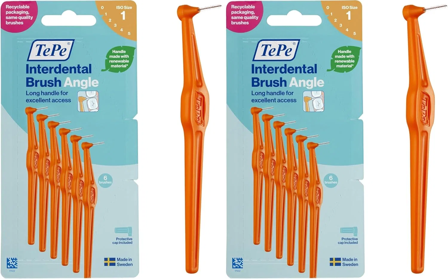 Интердентальная щетка TePe Angle, 0.45mm ISO 1, 6 шт, Orange