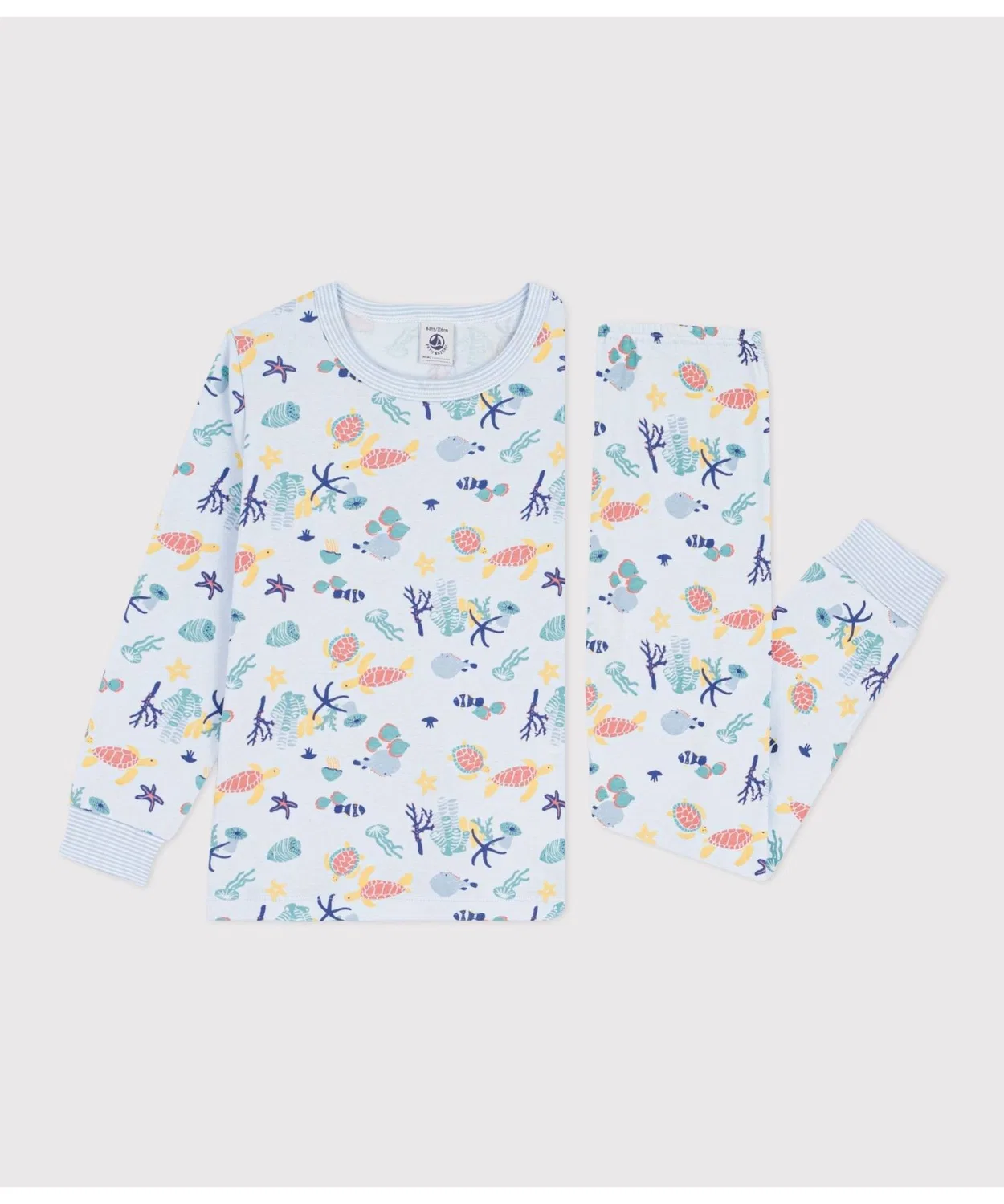 Детская пижама с длинным рукавомс принтом PETIT BATEAU, Light Blue — фото 2