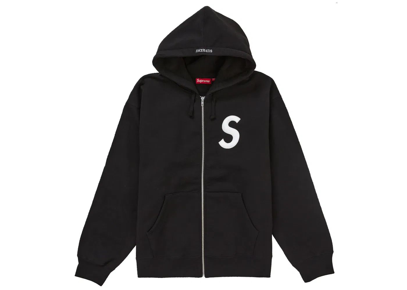 Мужская худи с принтом Supreme S Logo Zip Up Hooded Sweatshirt (FW24) Supreme, Black