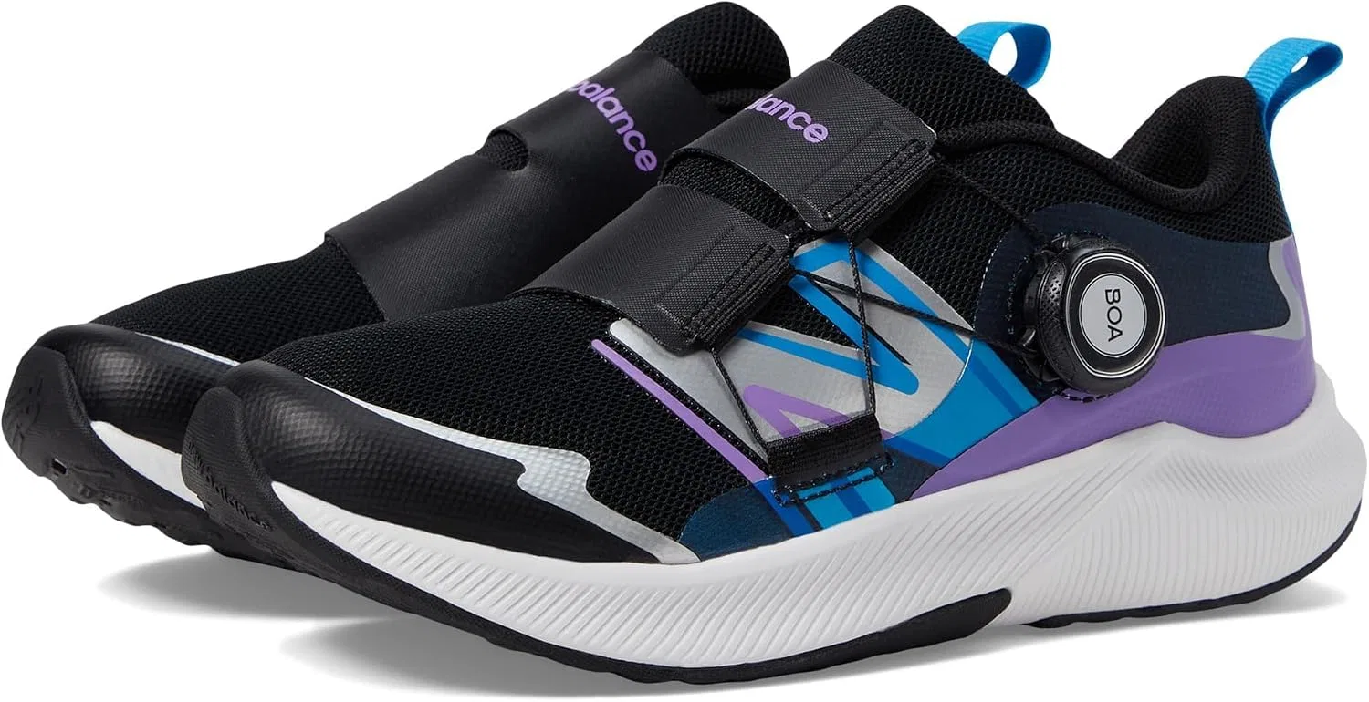 Детские кроссовки для девочек с технологией DynaSoft Reveal V4 Boa New Balance, Black/Purple Fade/Spice Blue