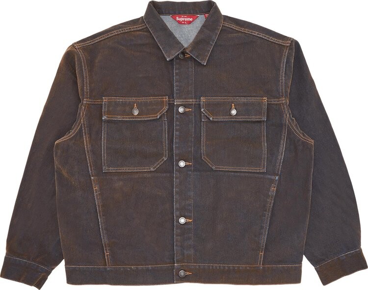 

Куртка Supreme Flocked Denim Trucker Jacket 'Gold', золотой, Желтый, Куртка Supreme Flocked Denim Trucker Jacket 'Gold', золотой