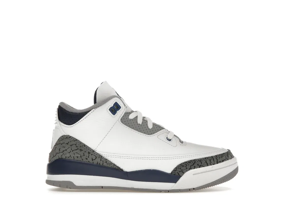 Детские кроссовки с принтом слоновья кожа Jordan 3 Retro Jordan, White/Midnight Navy/Cement Grey/Black