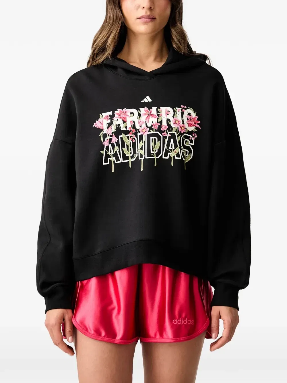 Худи adidas X Farm Rio с цветочным принтом, черный