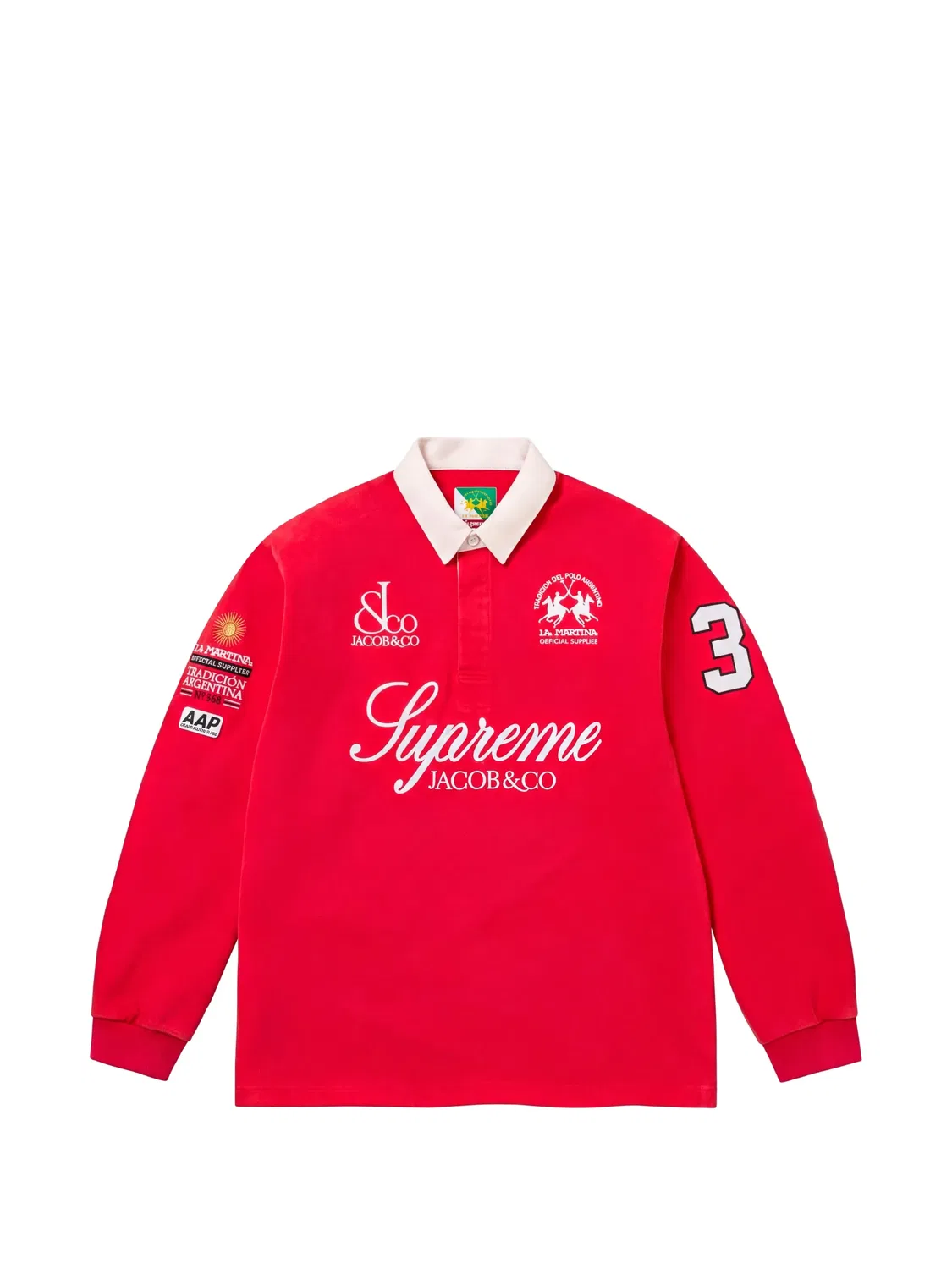 Рубашка поло из коллаборации с La Martina X Jacob & Co Supreme, красный