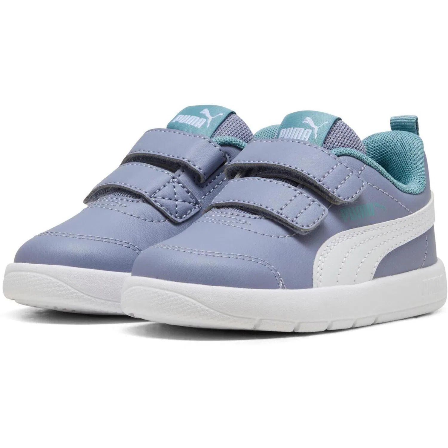 Детские кроссовки с шнуровкой Puma Courtflex V3 V Inf, Grau / Weiss — фото 3