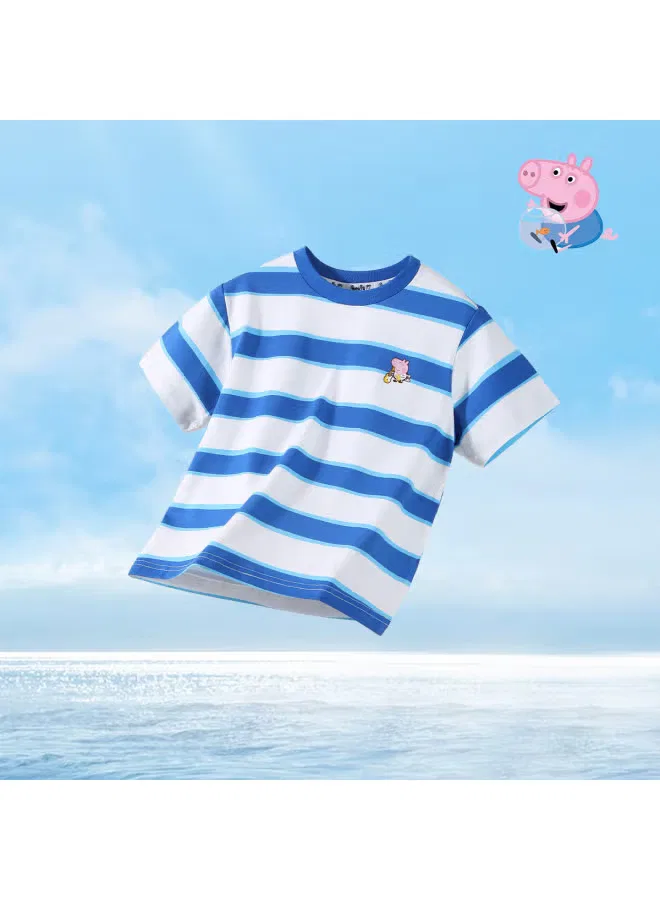 Футболка с коротким рукавом с полосками Peppa Pig, синий — фото 2